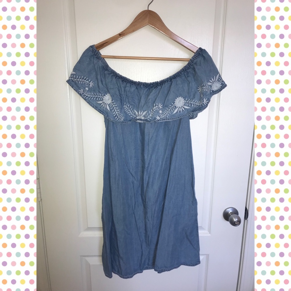 Denim Off-the-shoulder Dress